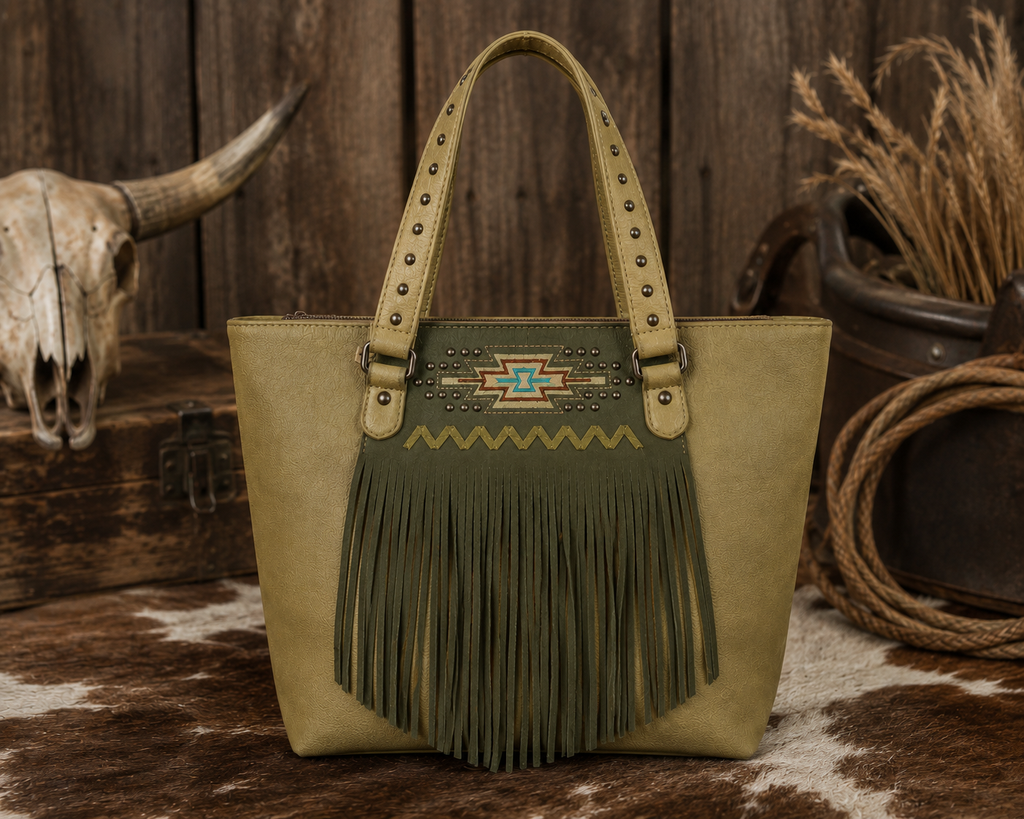 Montana West Aztec Fringe Tote Bag