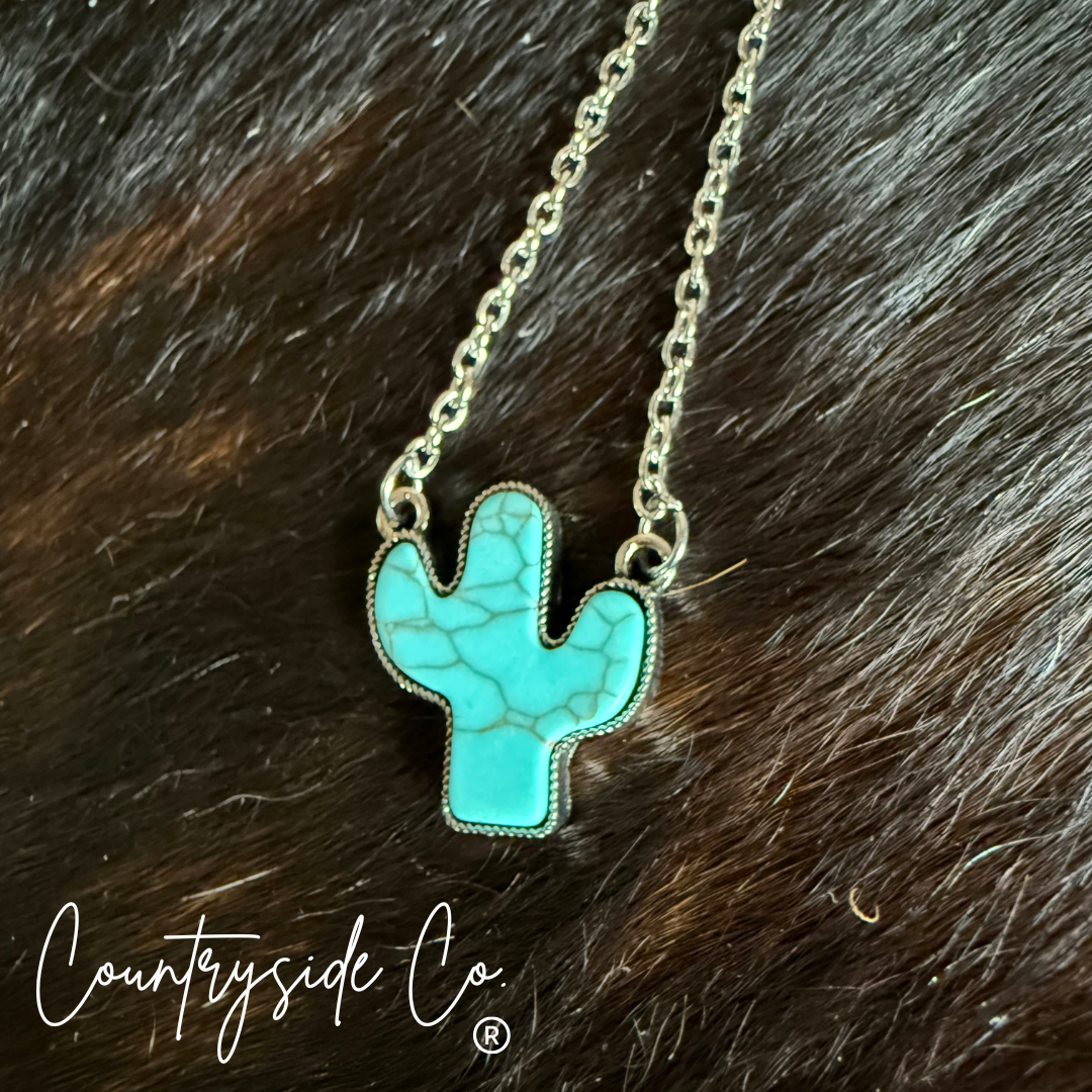 Trendy Cactus Turquoise Necklace