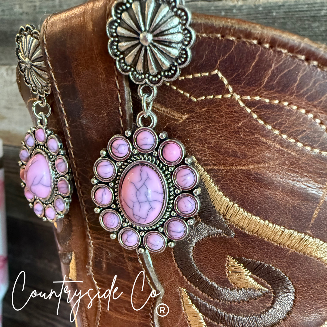 Pink Stone Dangle Earrings
