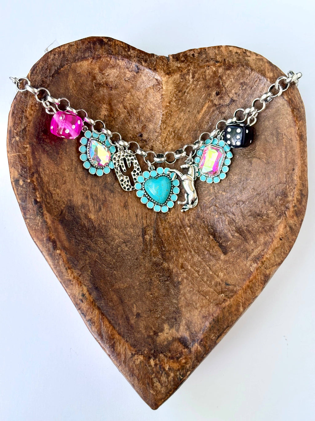 Western Style Multi Charm Chunky Chain Bracelet