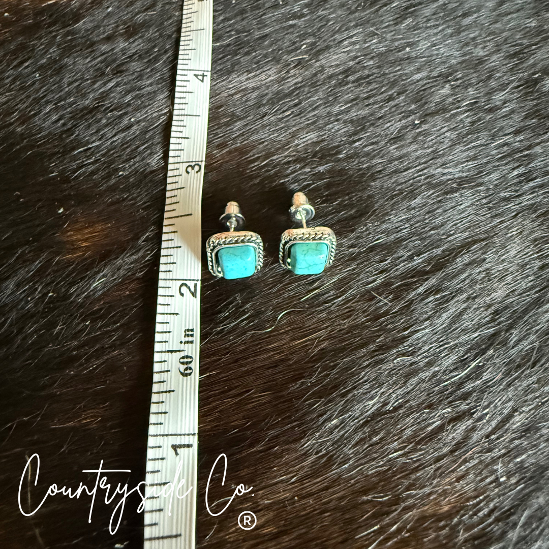 Turquoise Square Stud  Earrings