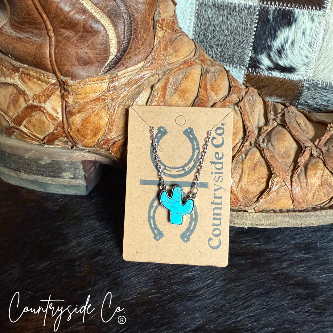 Trendy Cactus Turquoise Necklace