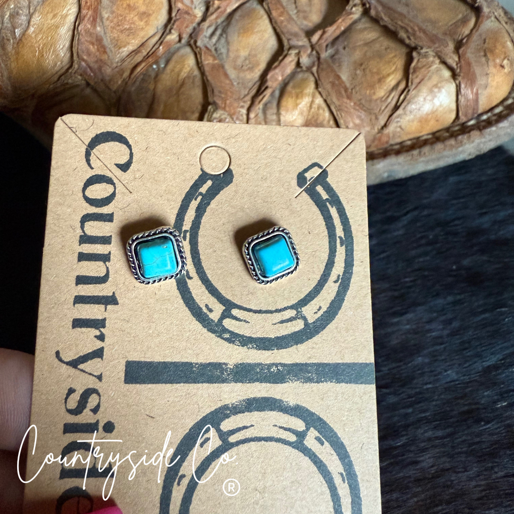 Turquoise Square Stud Earrings