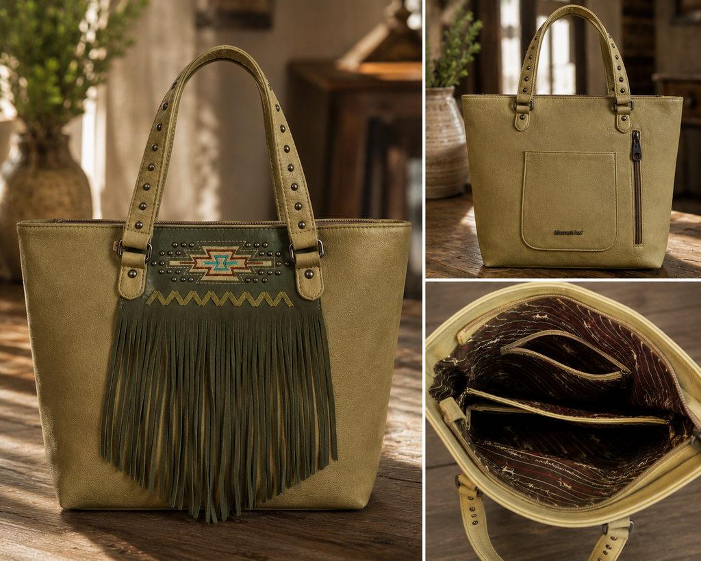 Montana West Aztec Fringe Tote Bag