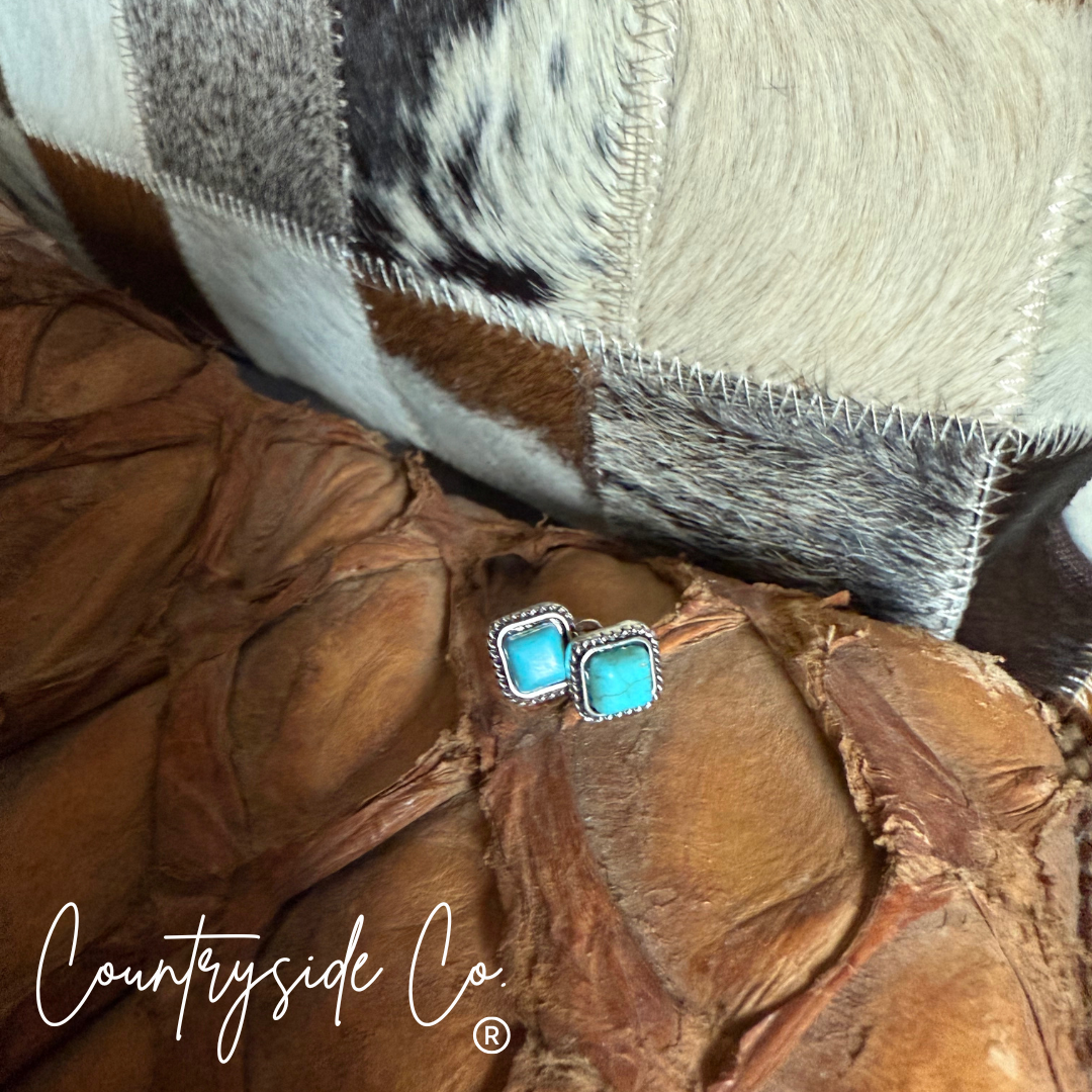 Turquoise Square Stud  Earrings