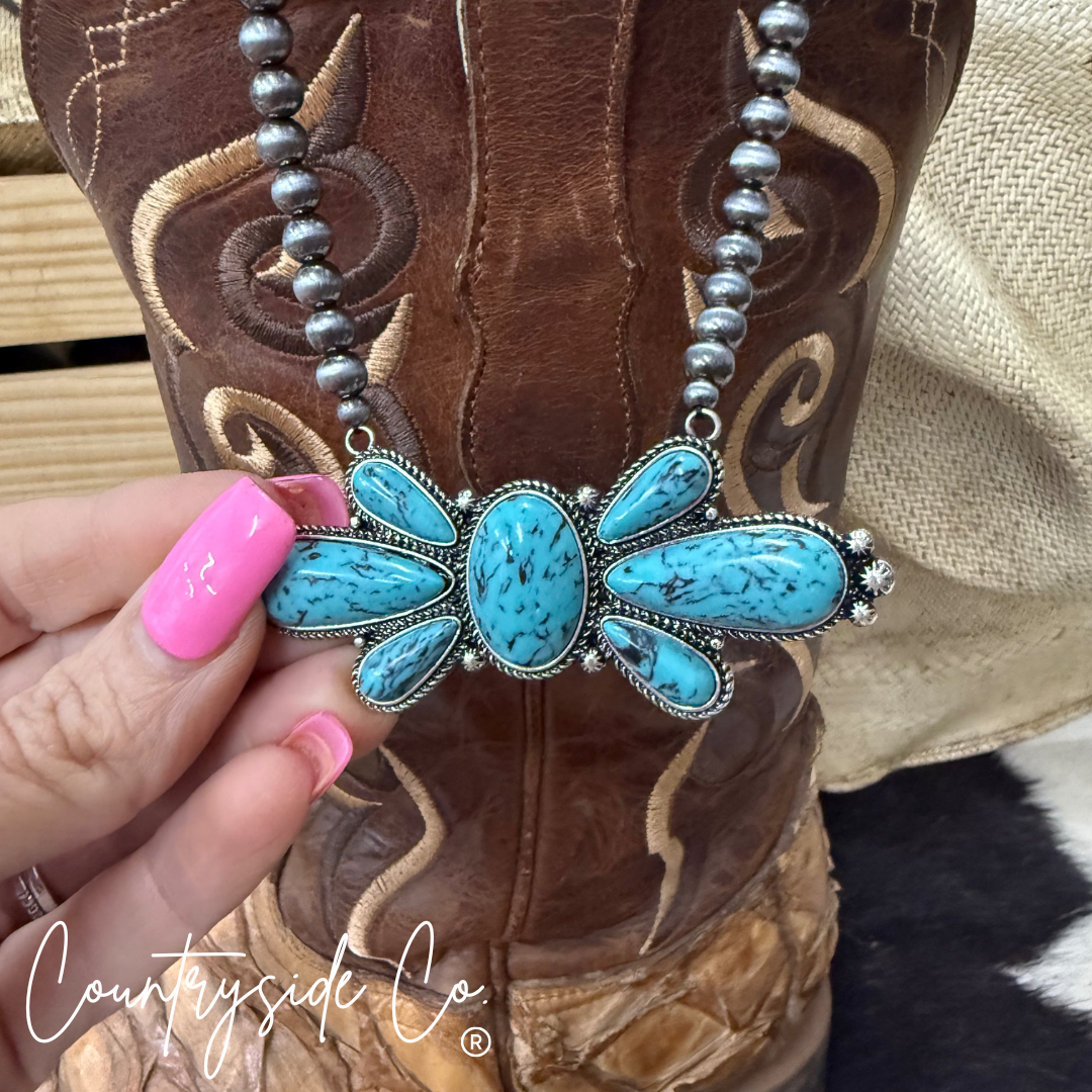 Navajo Bead Squash Flower Necklace