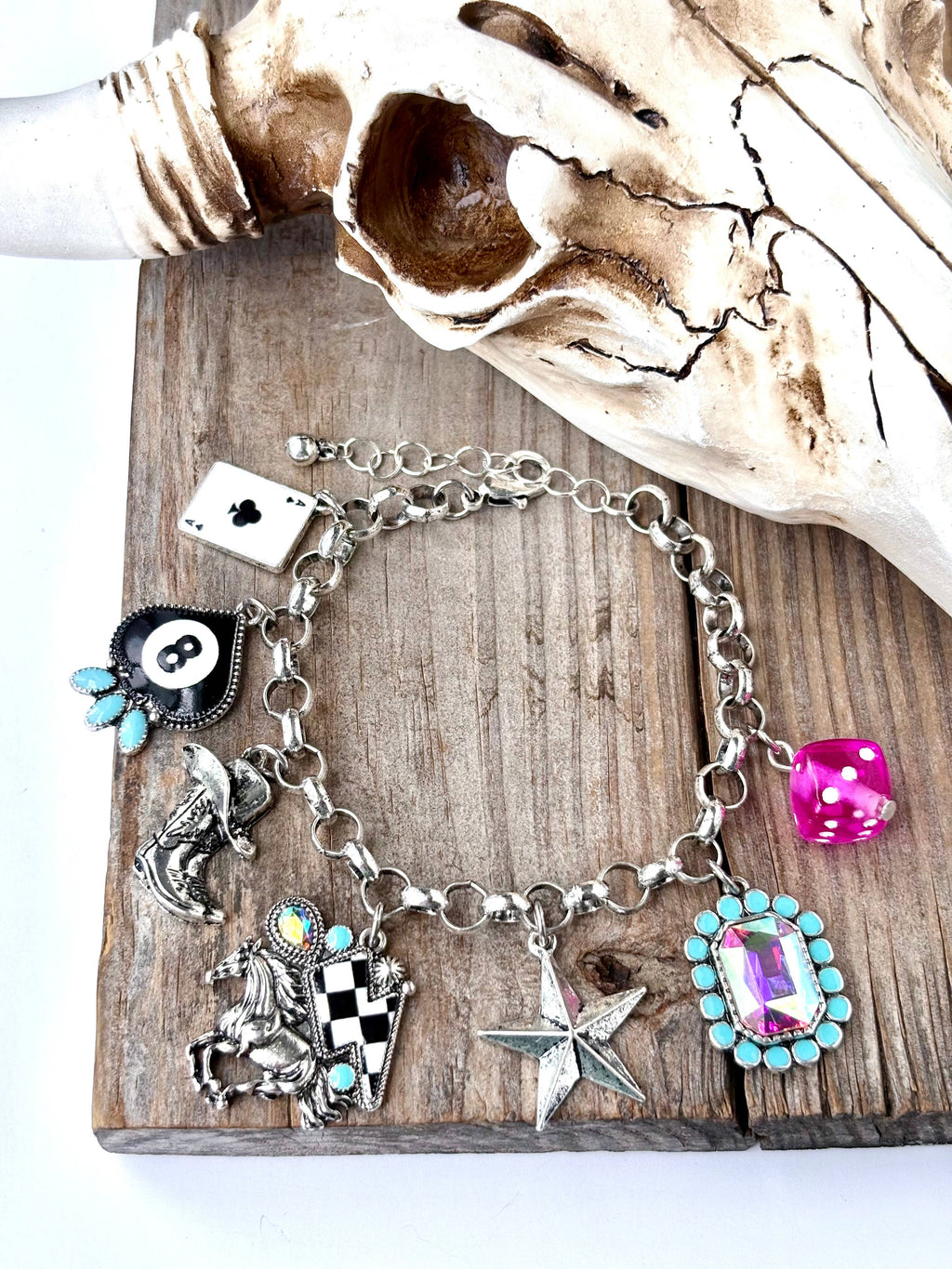 Western Style Multi Charm Chunky Chain Bracelet