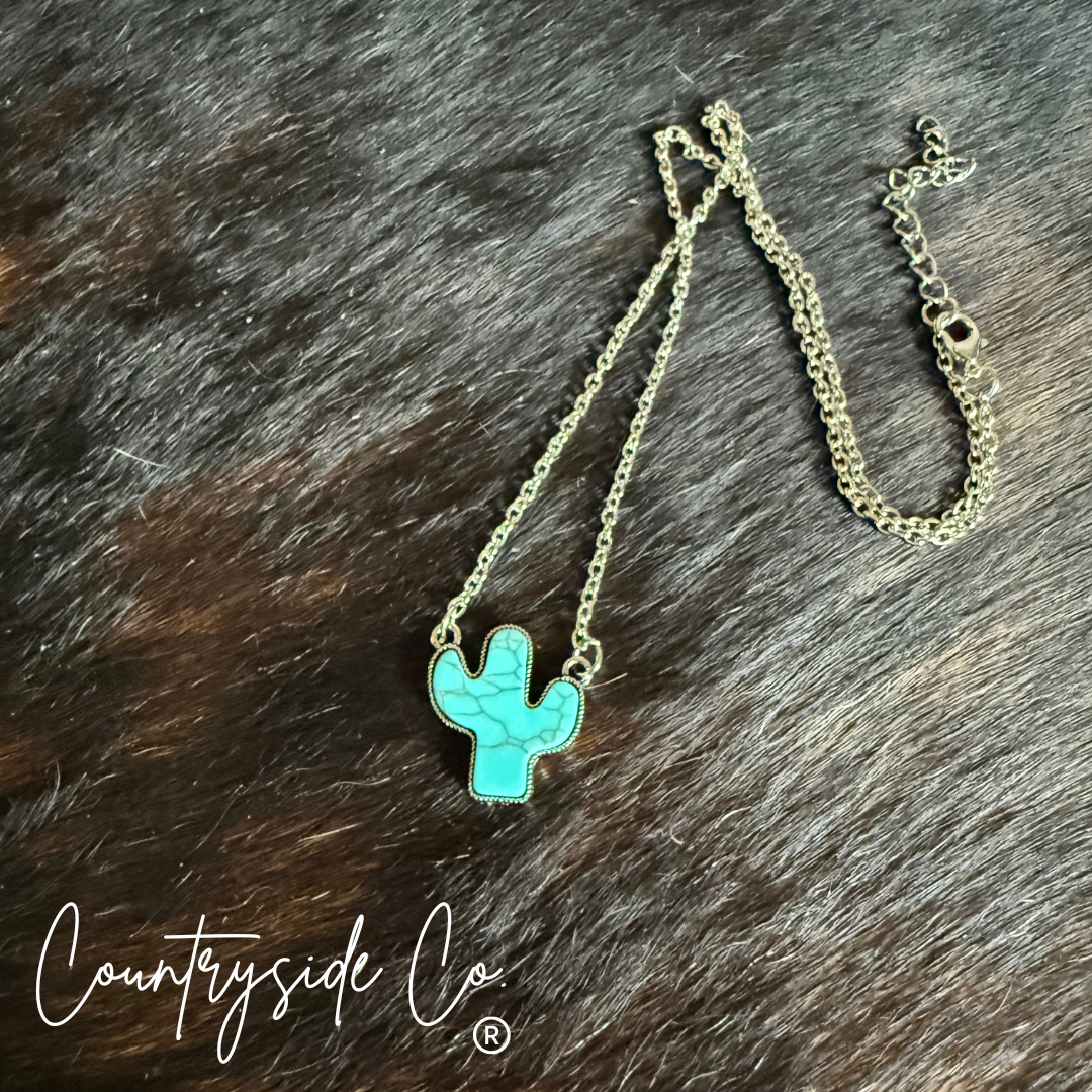 Trendy Cactus Turquoise Necklace