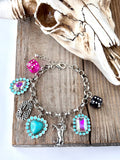 Western Style Multi Charm Chunky Chain Bracelet
