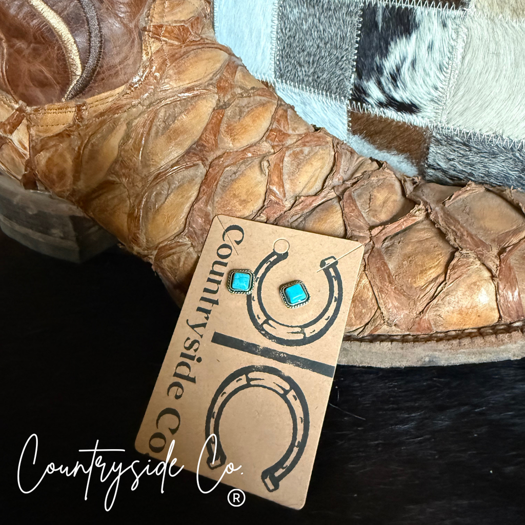 Turquoise Square Stud Earrings