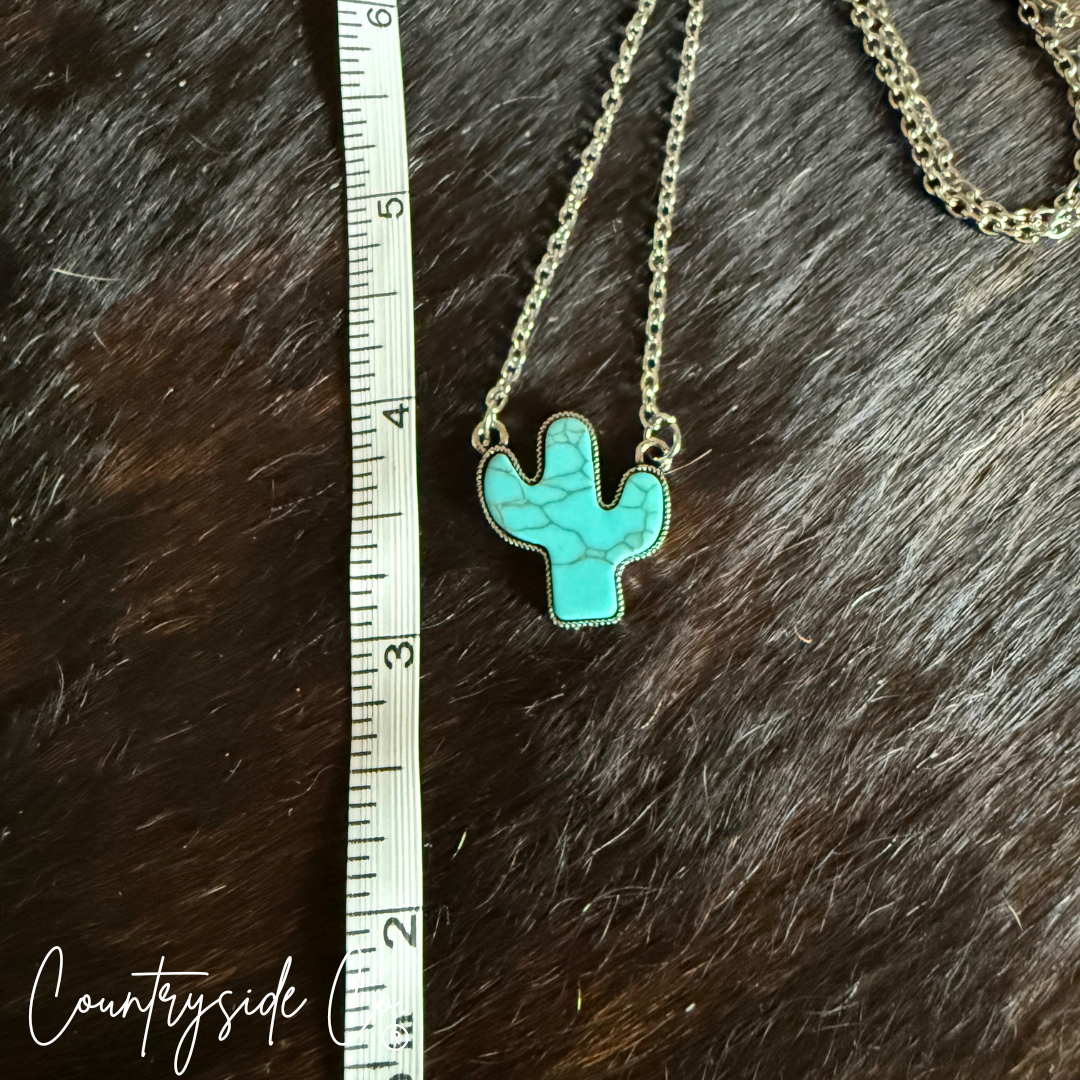 Trendy Cactus Turquoise Necklace
